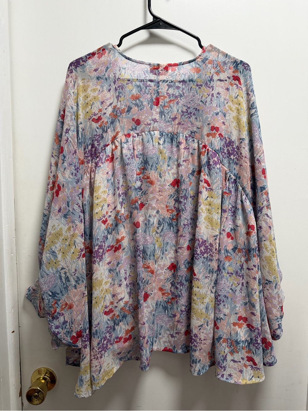Hailey & Co Balloon Sleeve Multi Floral Lined Oversized Boho Peasant Sz S NWOT - Picture 10 of 10